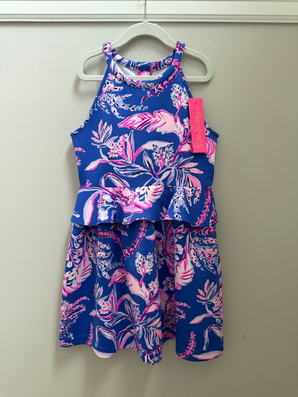 NWT Lilly Pulitzer Girls Purple/Pink Floral Peplum Dress Size 8/10
